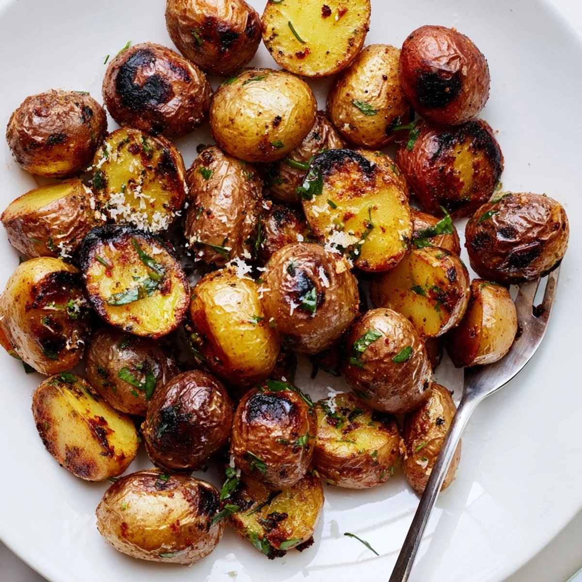 Grilled Potatoes Recipe skewered and charred on a hot grill, fork-tender inside