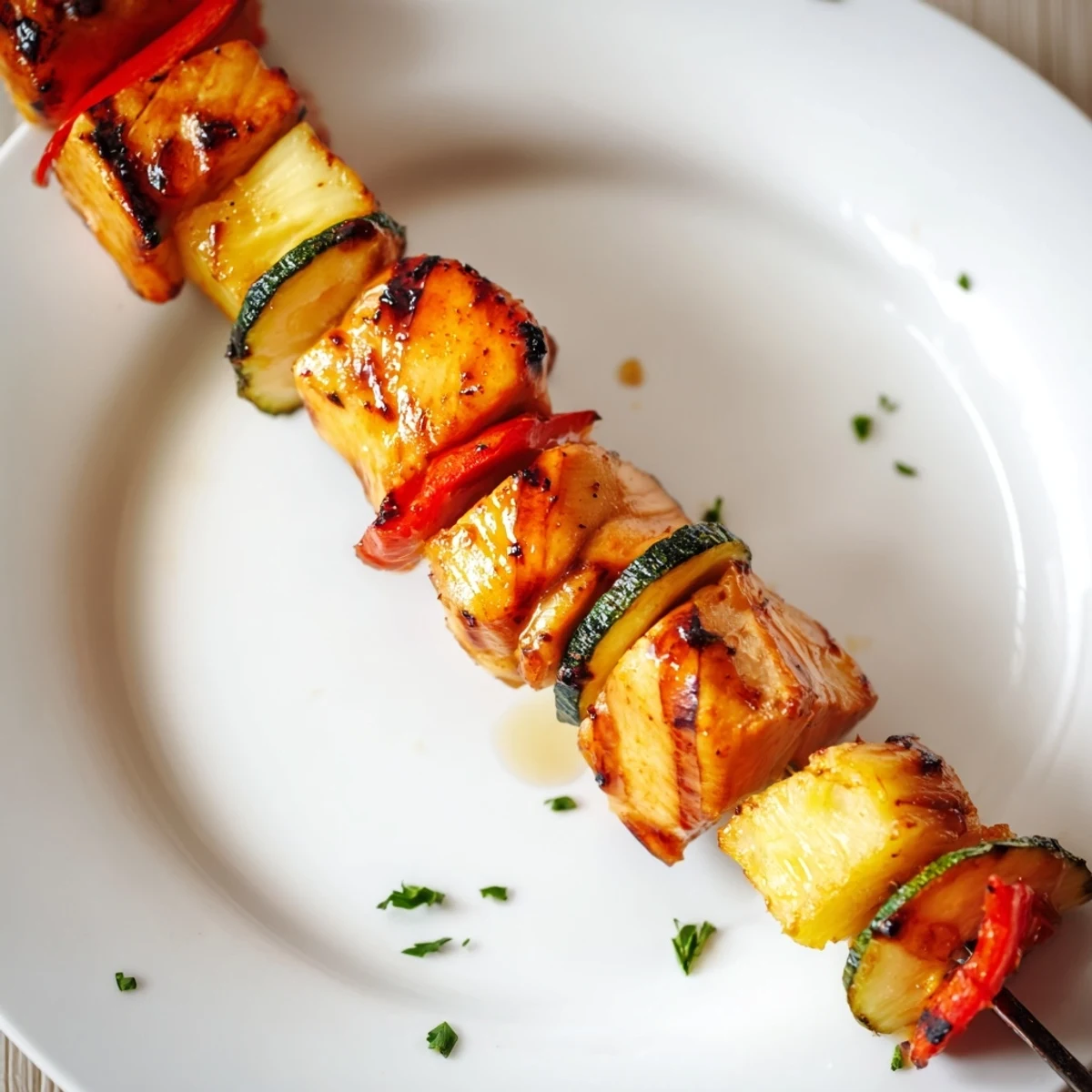 Smoky Grilled Chicken Kabobs With Pineapple And Zucchini skewered, juicy bites over rice