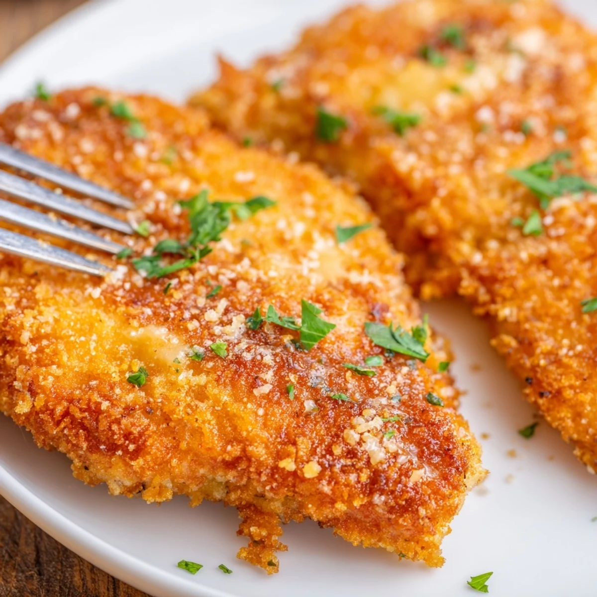 Family-style Crispy Chicken Creamy Sauce Recipe crisp exterior, rich garlicky sauce spooned over breasts