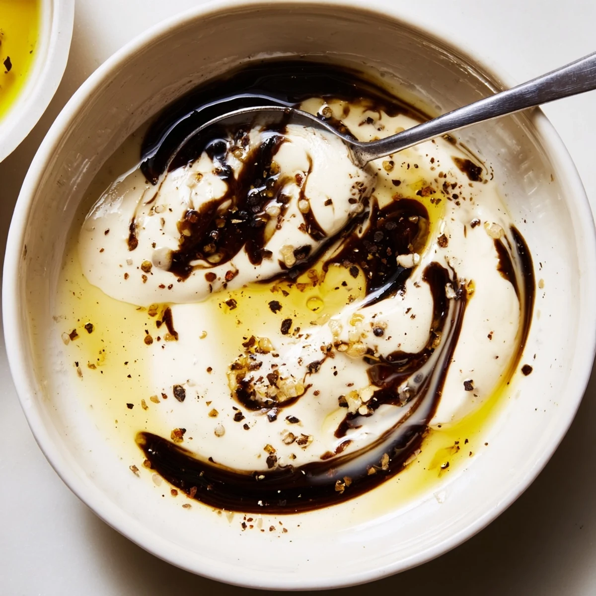 Homemade Creamy Balsamic Vinaigrette in mason jar, perfect for grilled vegetables