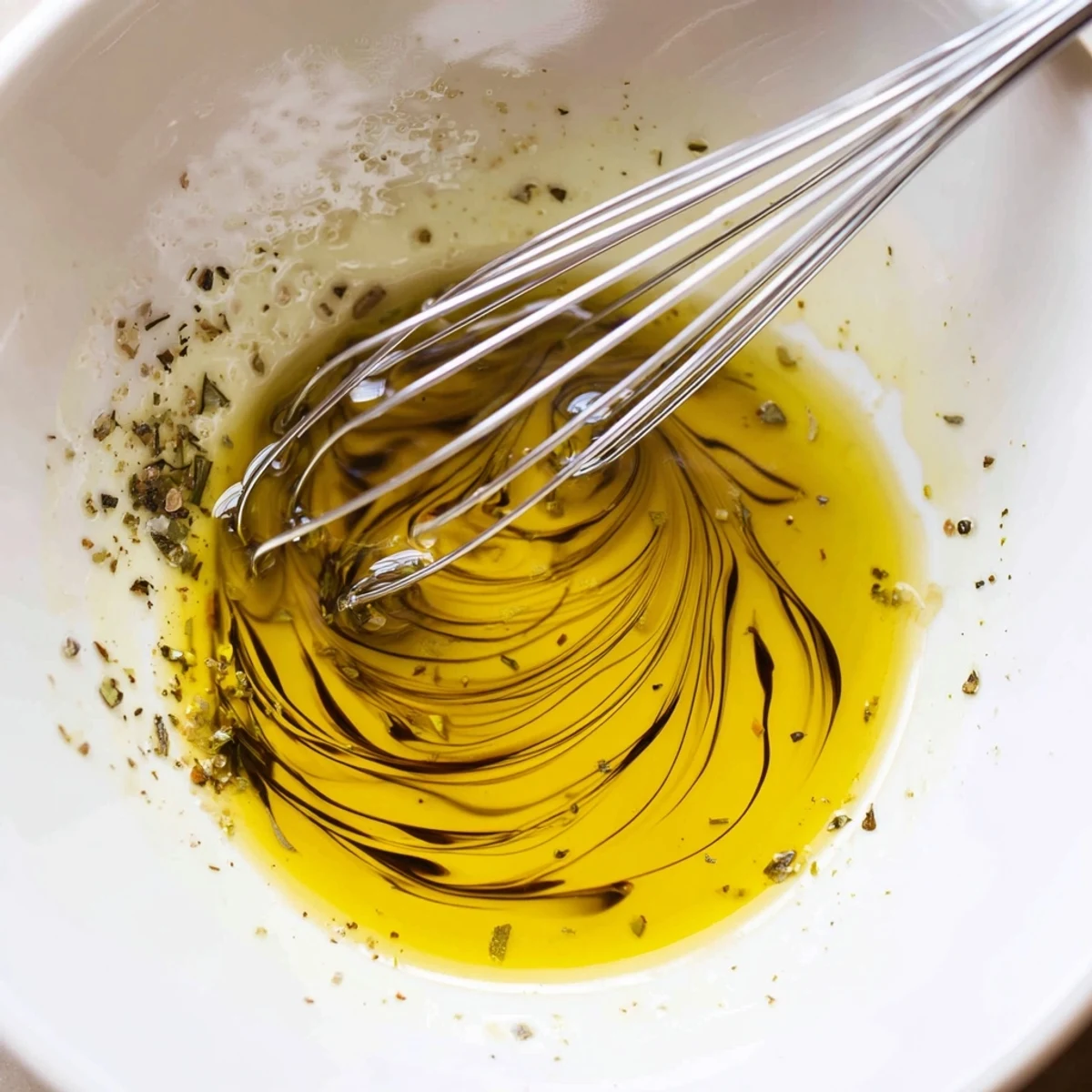Homemade Greek Dressing With Red Wine Vinegar And Dijon, garlicky aroma, ready to marinate