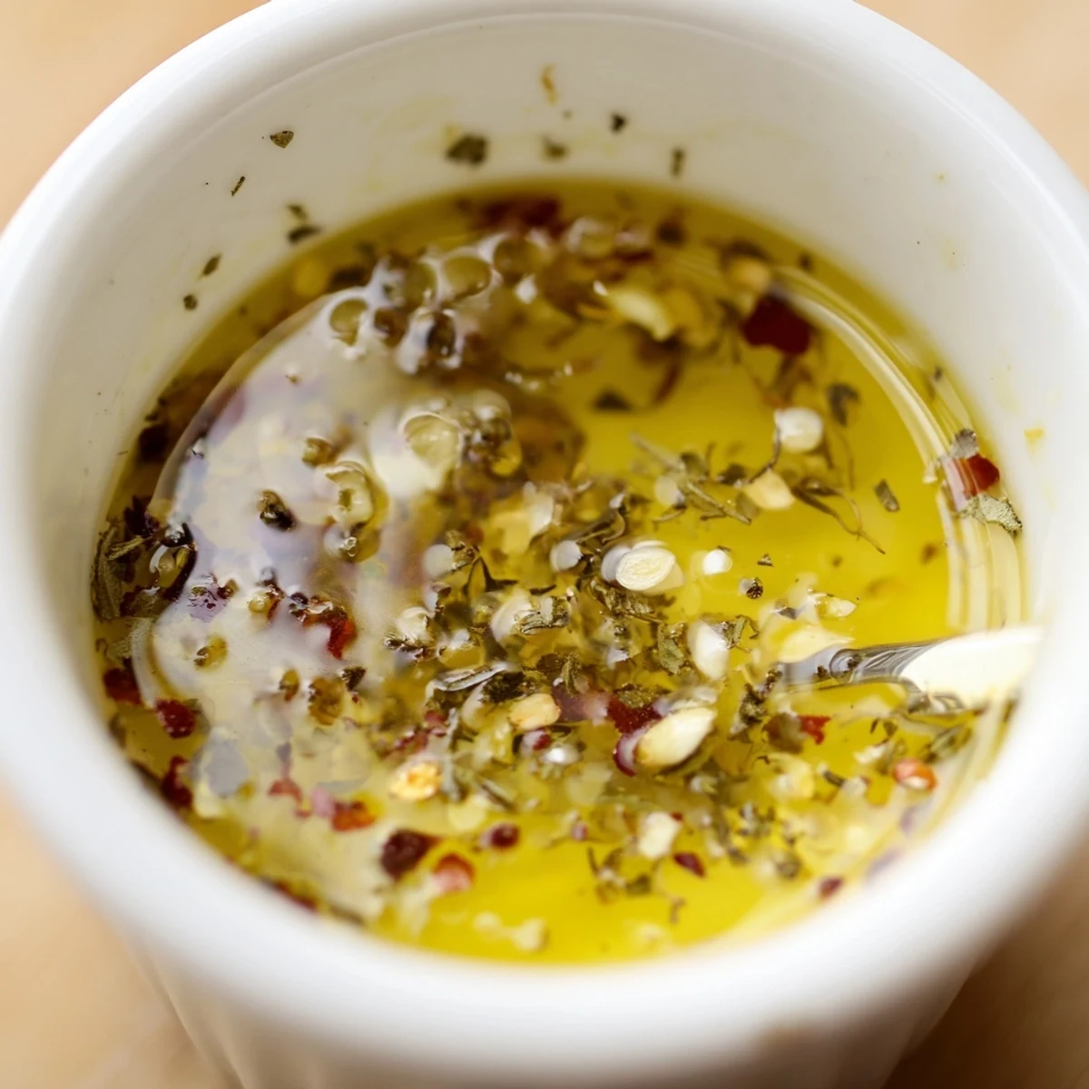 Homemade Italian Vinaigrette in mason jar, zesty lemon scent, ready to drizzle