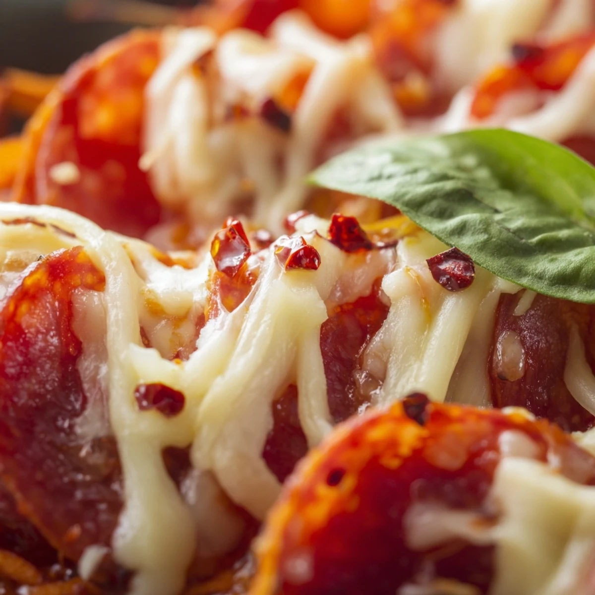 Sizzling pepperoni hot honey pizza on a nutrient-packed sweet potato crust with fresh basil