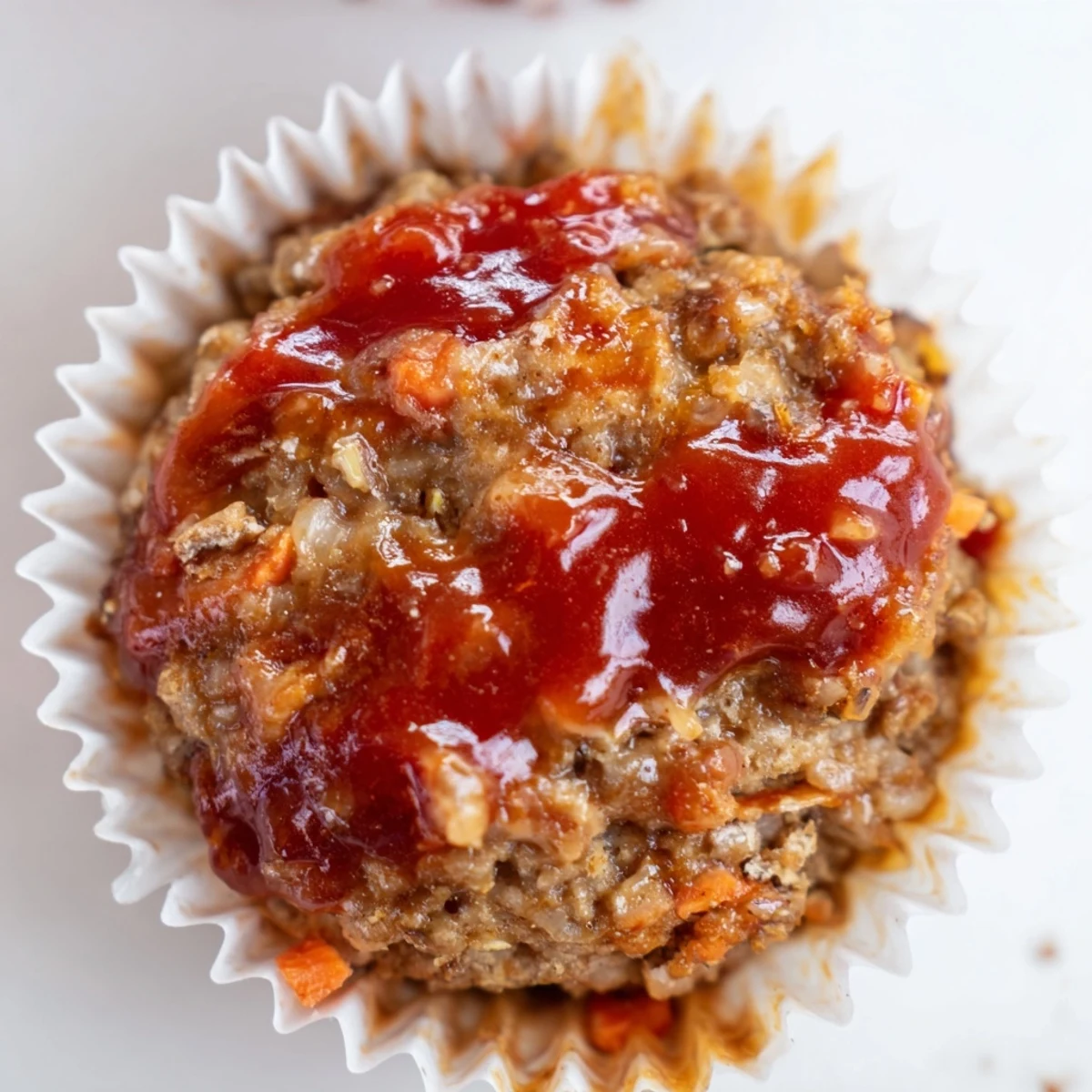 Moist lean ground turkey meatloaf muffins brushed with tangy ketchup mustard glaze