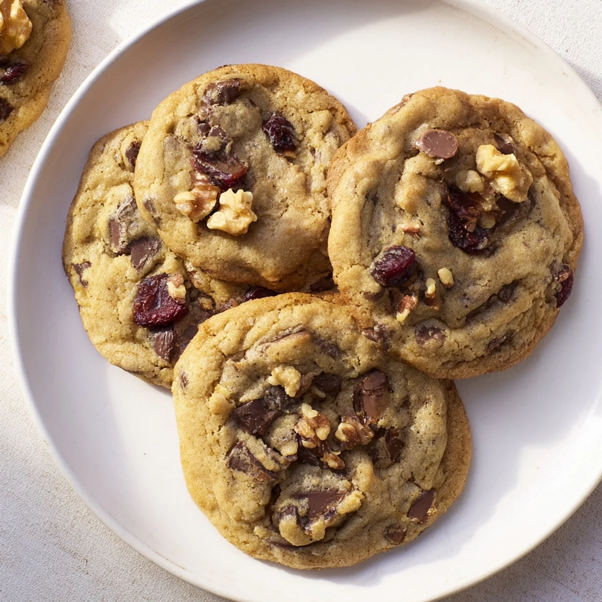 Freshly baked maraschino cherry chocolate chip cookies cooling on wire rack with red cherry bits