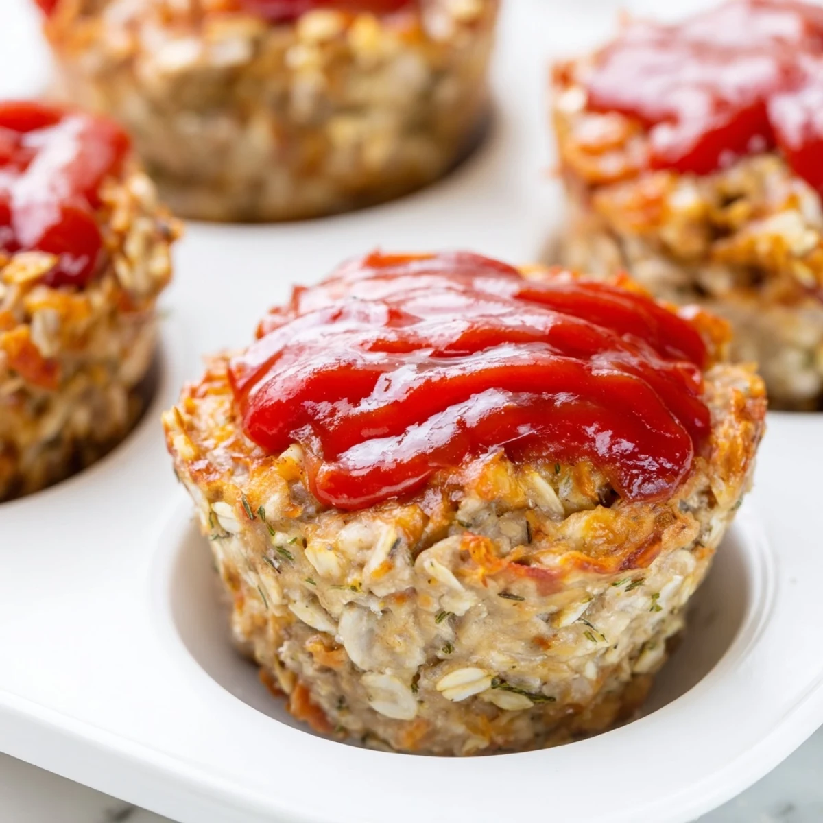 Healthy portion-controlled turkey meatloaf muffins with diced vegetables ready for serving on plate