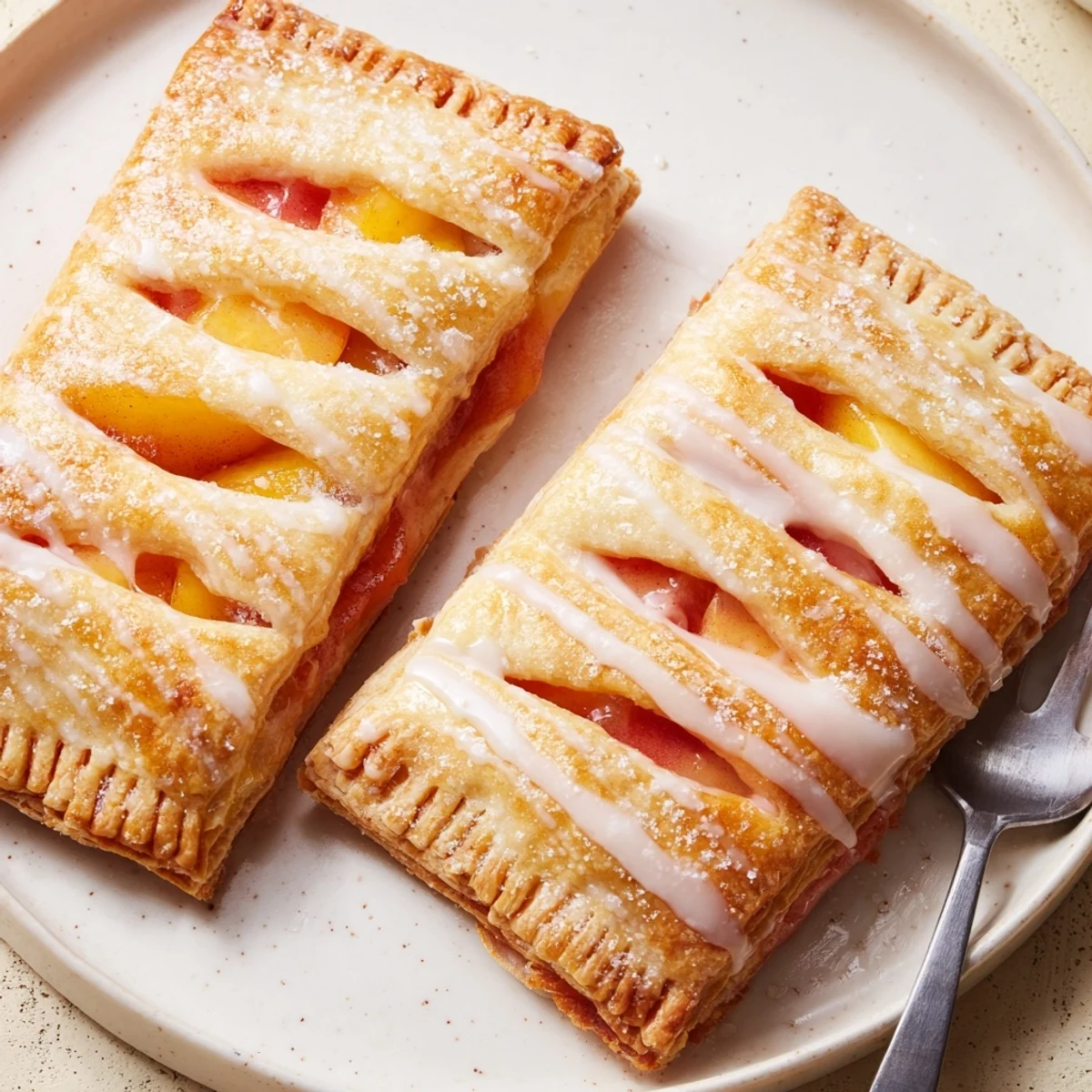 Peach Pop Tarts Classic with golden flaky crust, juicy peach filling