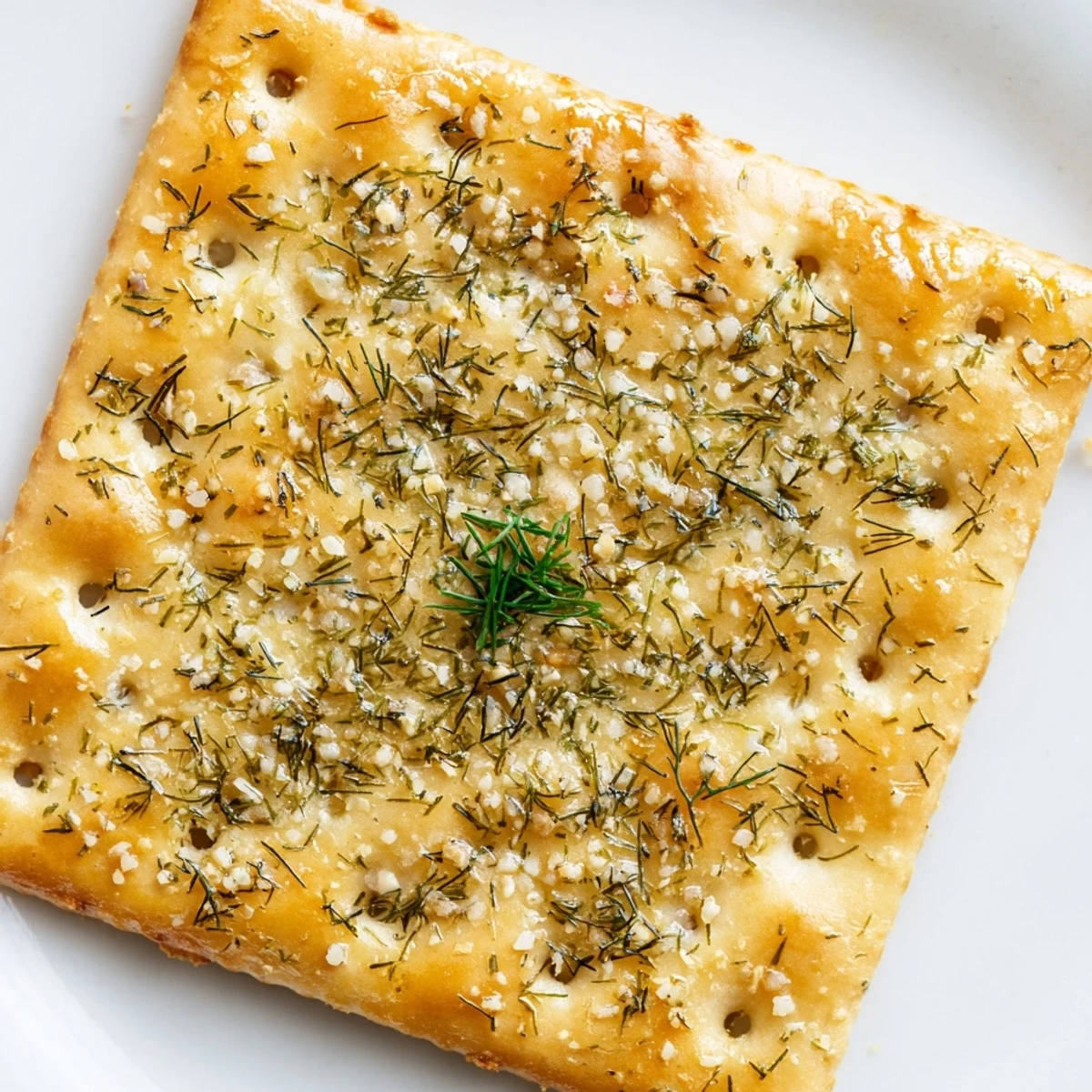 Dill Pickle Saltines Recipe showing golden crispy crackers sprinkled with dill