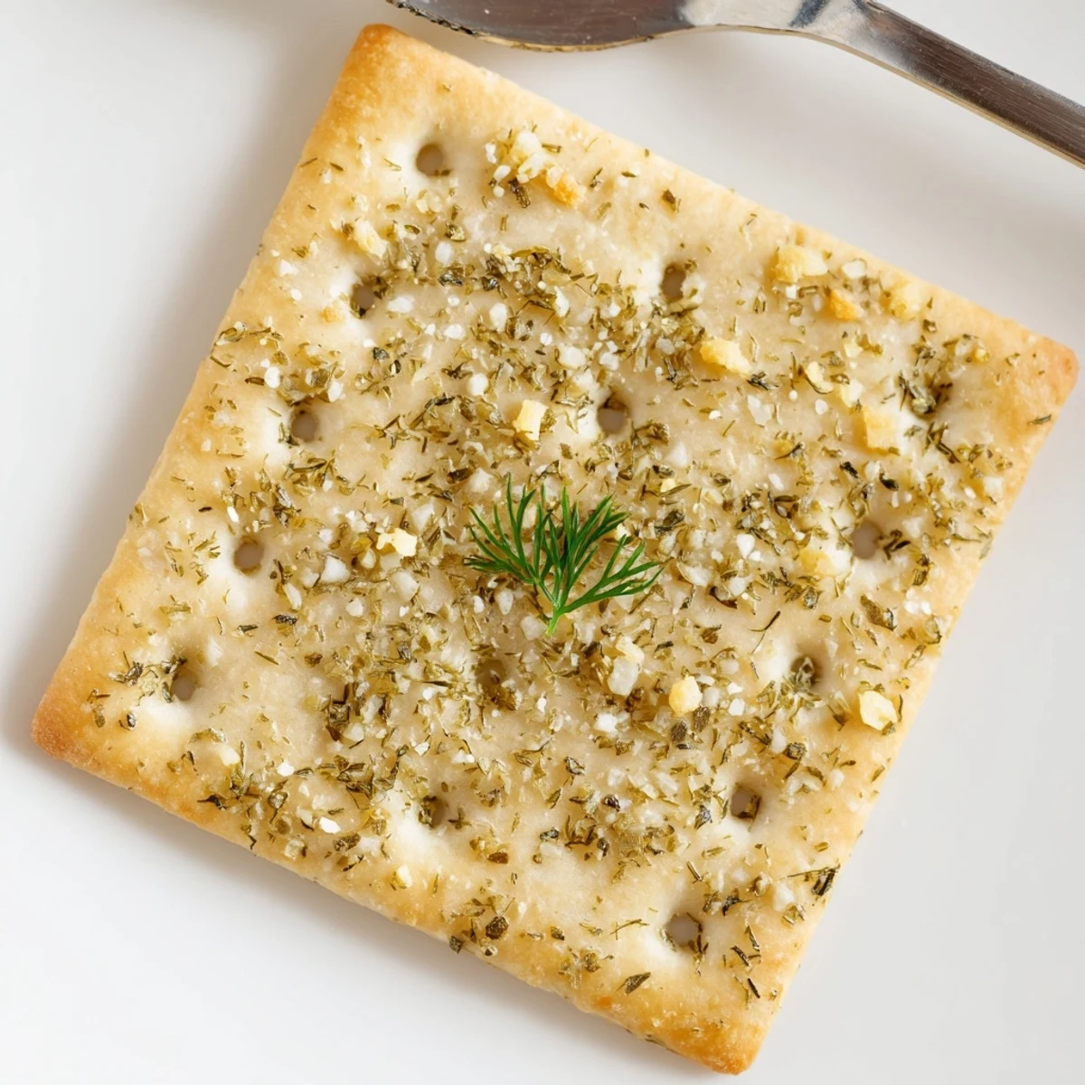 Fresh-baked Dill Pickle Saltines Recipe cooling on sheet, aromatic dill and garlic