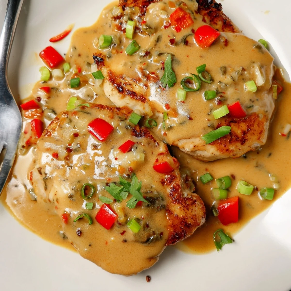 Baked Mississippi Mud Chicken bubbling with cheddar, smoky paprika aroma, parsley garnish