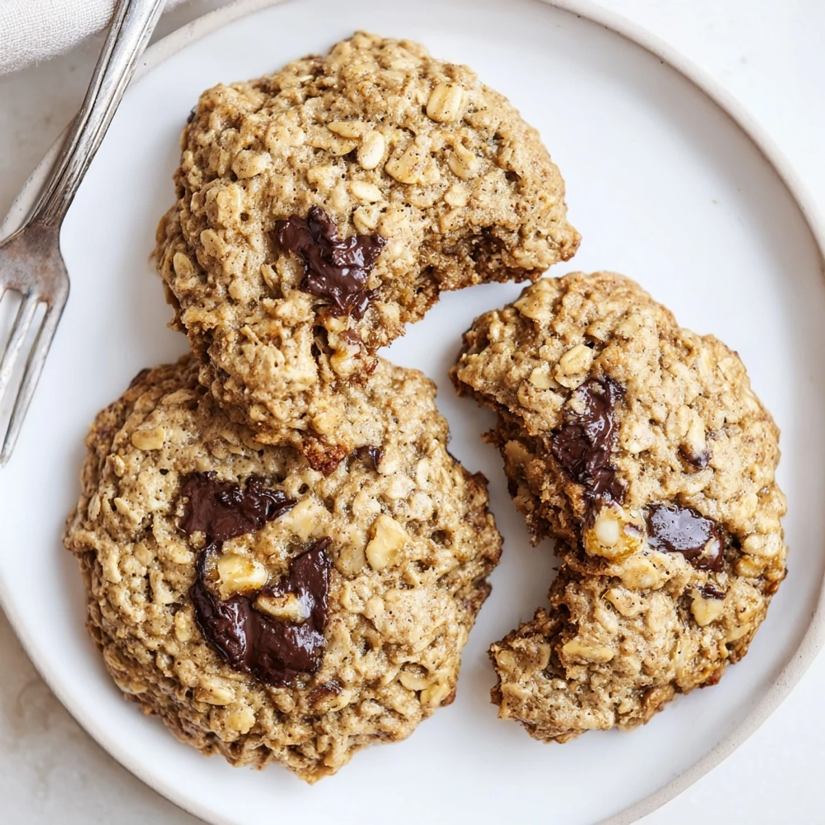 Warm Banana Oat Cookies cooling on a wire rack, soft and chewy