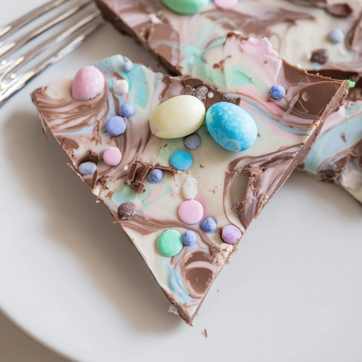 Serve Robin Egg Easter Bark chilled on a platter for spring gatherings