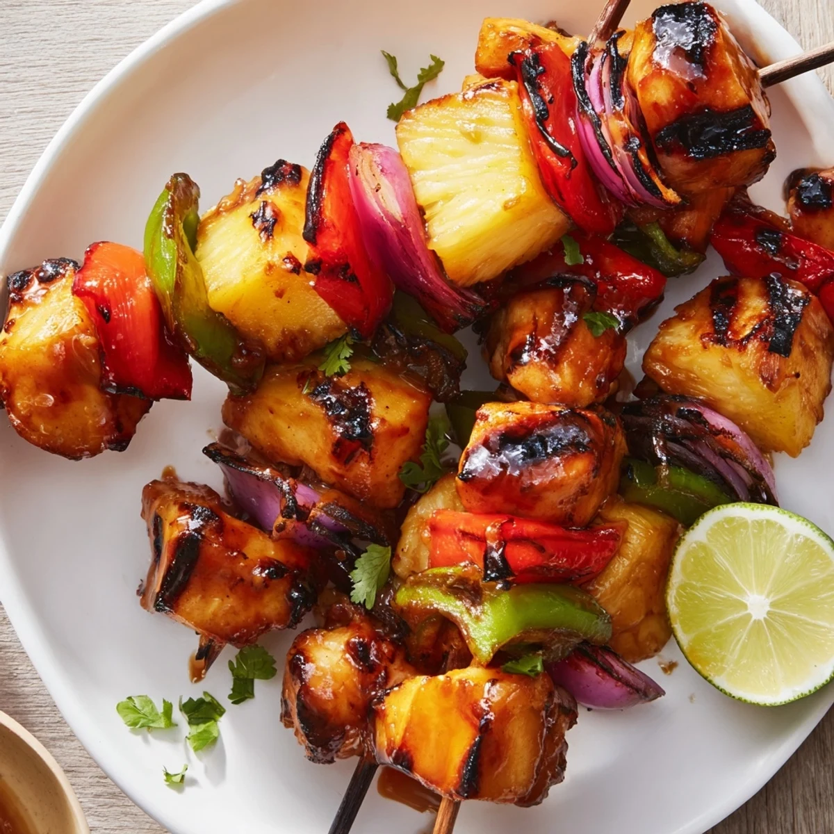 Juicy Hawaiian Chicken Kabobs sizzling on the grill, perfect for summer dinners