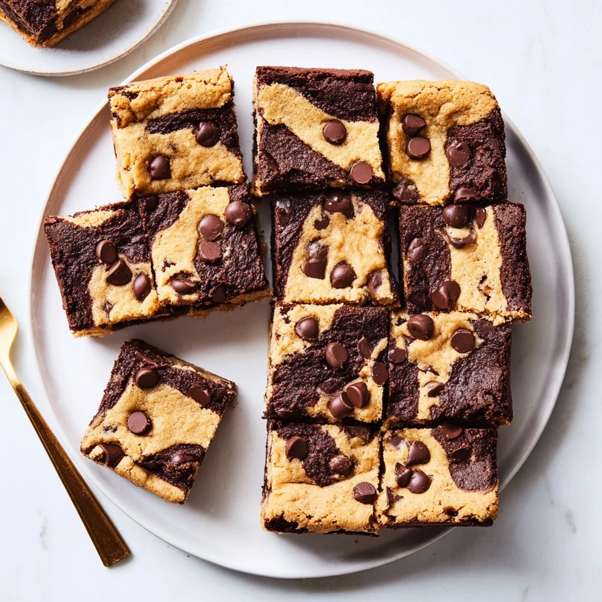 Fudgy chewy brookies bars featuring layers of rich chocolate brownie and chocolate chip cookie dough