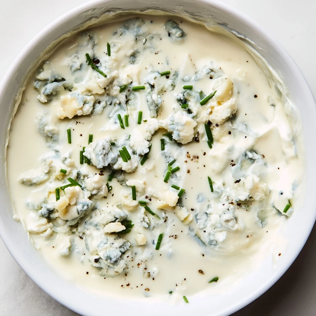 Thick and tangy blue cheese dip ready for crunchy vegetable dippers