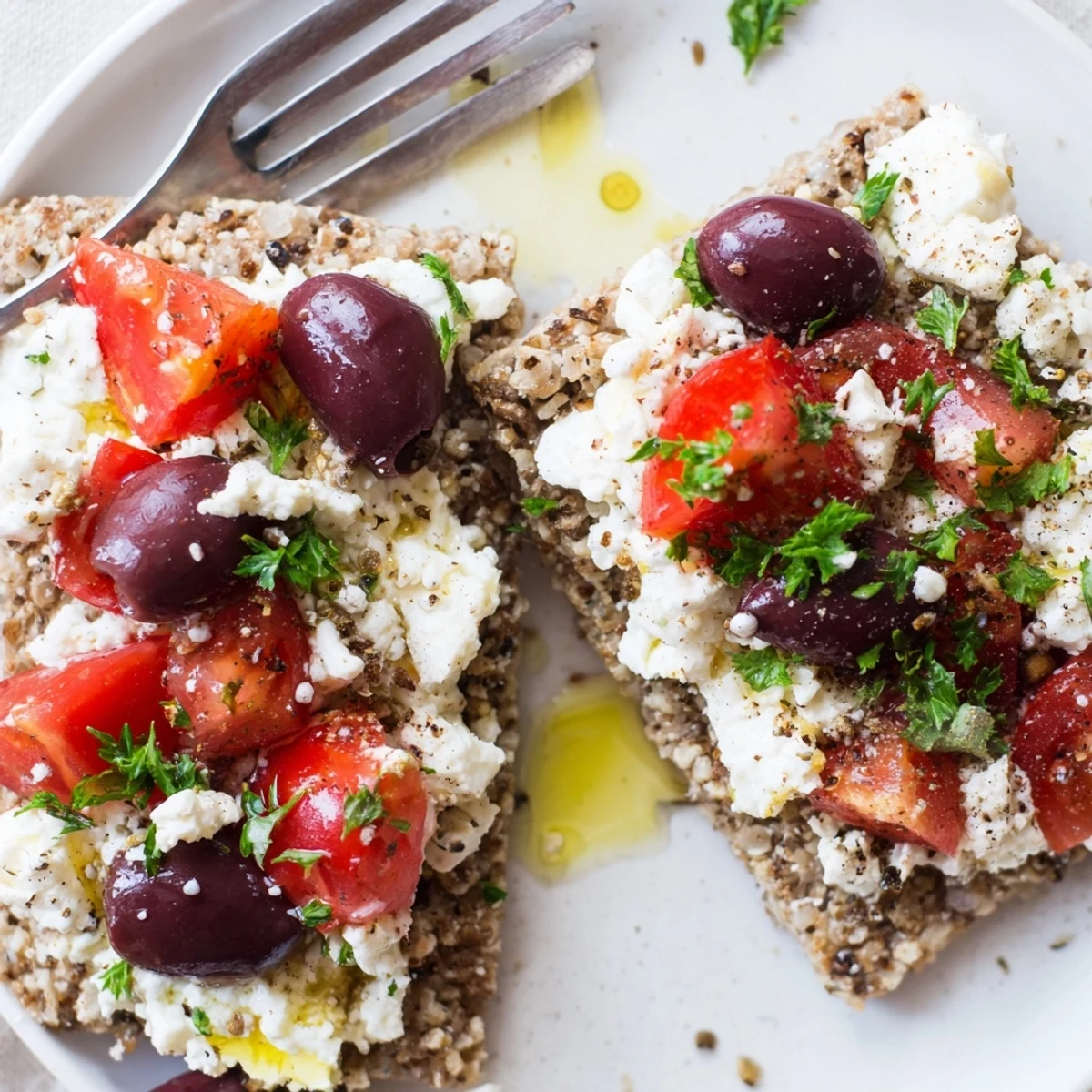 Crunchy Cretan feta rusks drizzled with olive oil and fragrant herbs