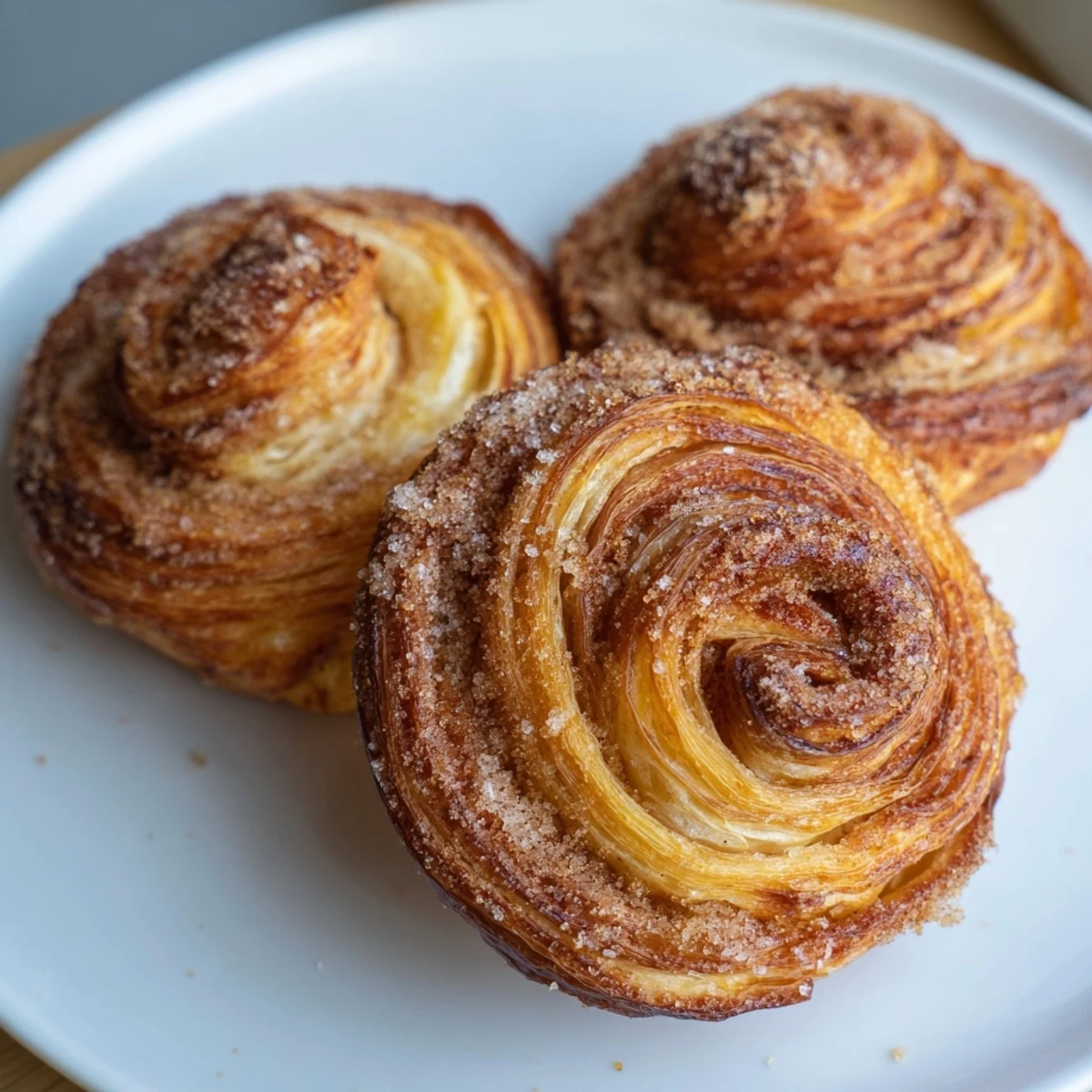 Golden cruffins with flaky croissant layers fresh from the muffin tin