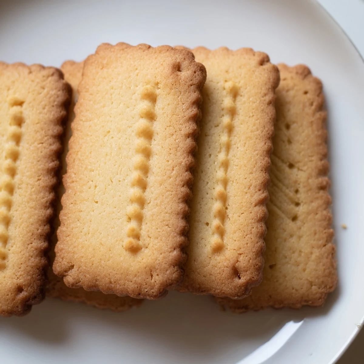 Crispy homemade Petit Beurre biscuits arranged beside a steaming cup of black coffee