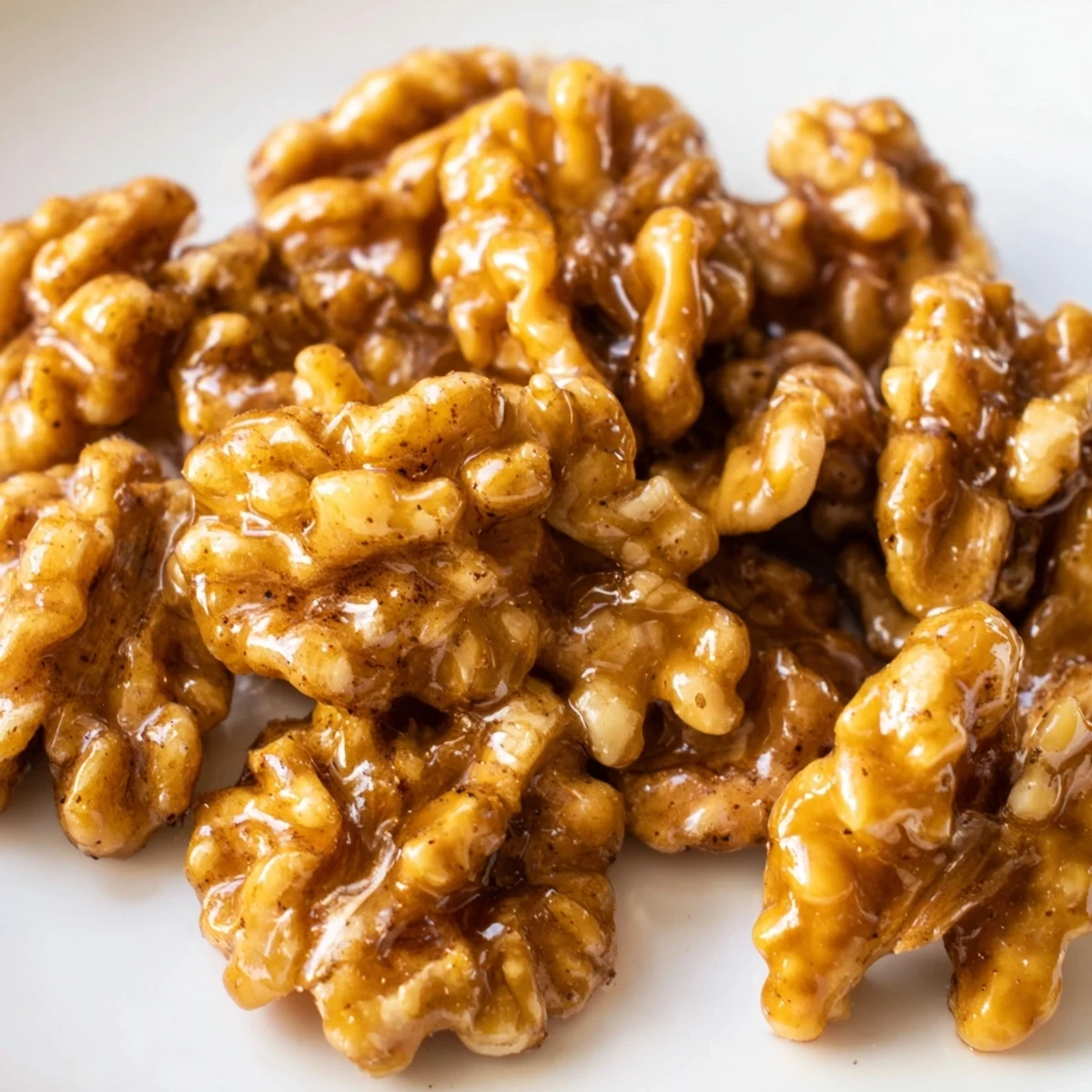 Golden maple cinnamon walnuts coated in a shiny spiced caramelized glaze