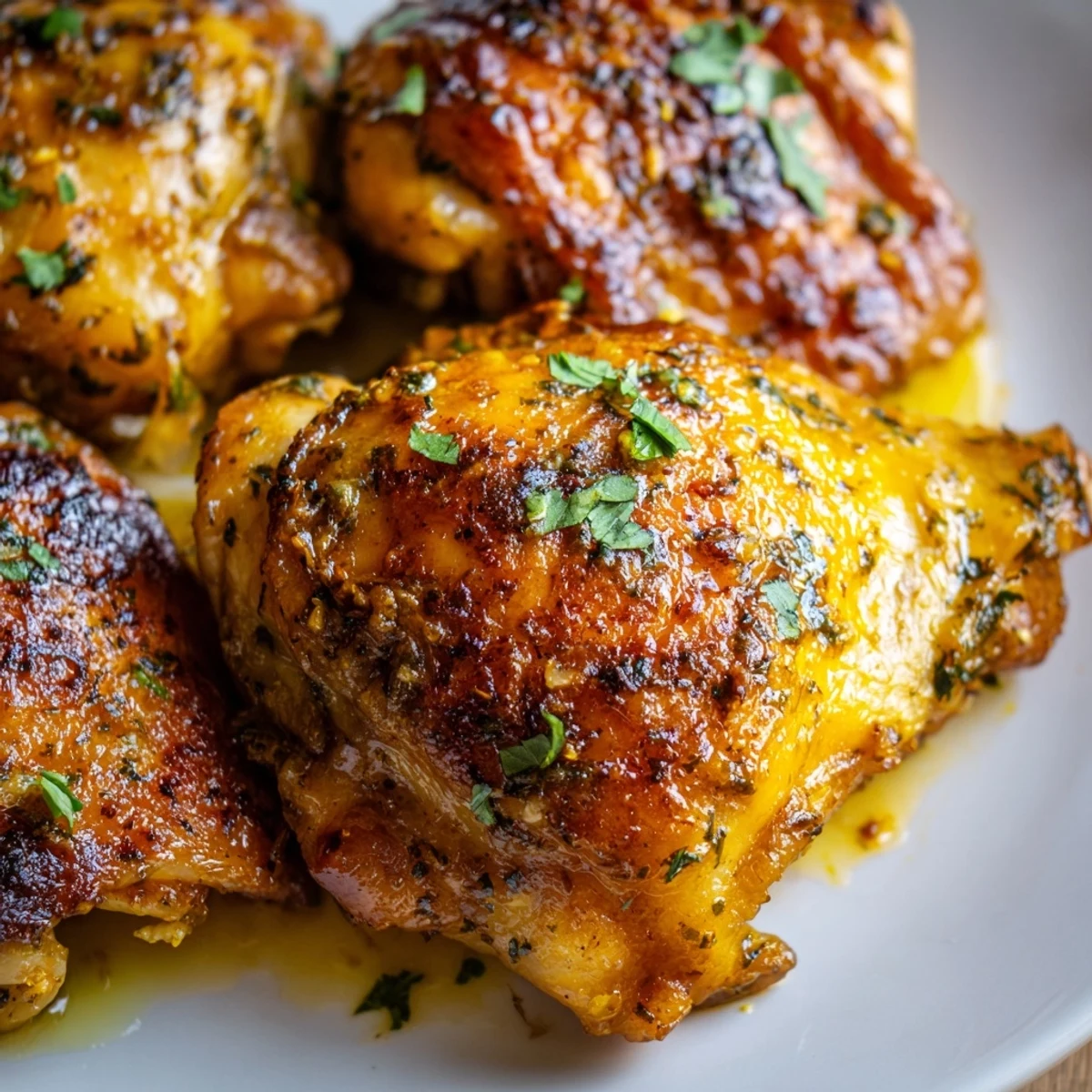 Golden crispy Cuban Mojo Chicken Thighs roasted with garlic and fresh citrus herbs