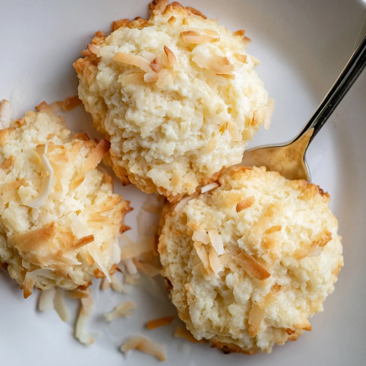 A plate of soft and buttery coconut cookies sprinkled with shredded coconut flakes