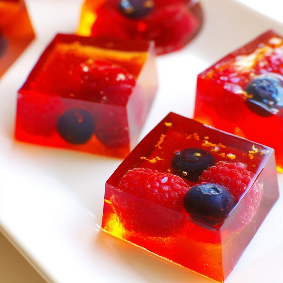 Glossy Collagen Fruit Jellies with fresh berries gleam in silicone molds