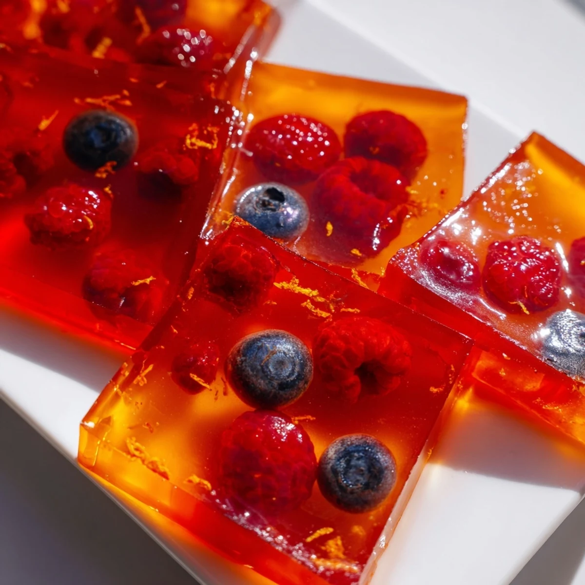 Jewel-toned Collagen Fruit Jellies chilled and served as a healthy snack