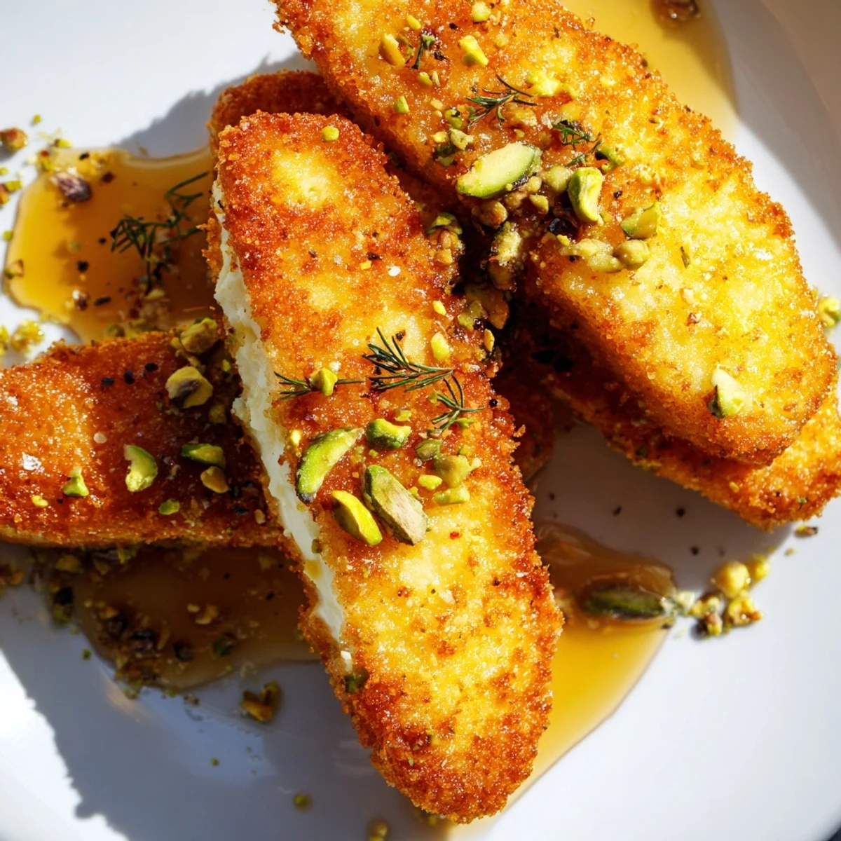 Golden-fried Honey Halloumi drizzled with sweet honey and crunchy toasted nuts.  