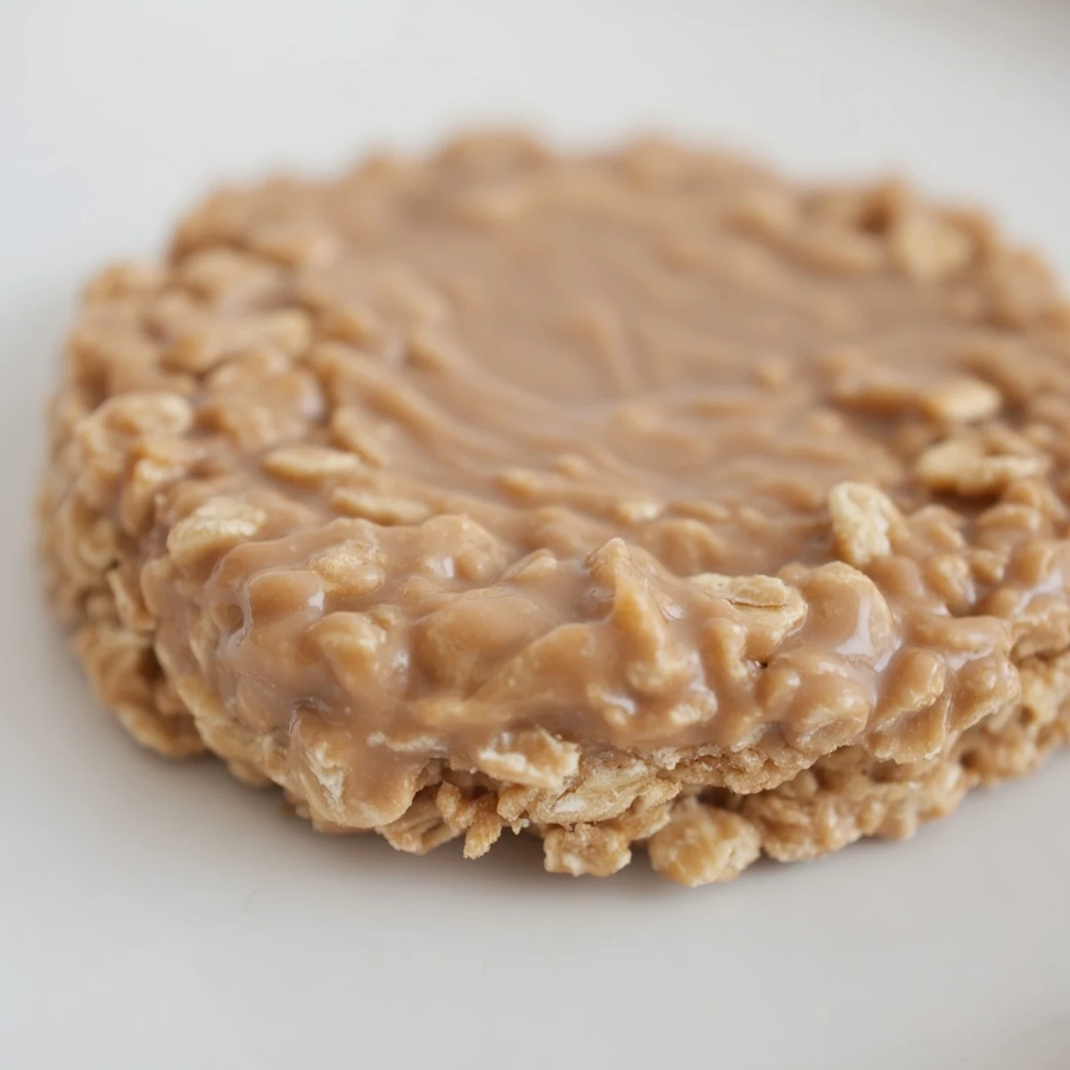 Delicious peanut butter no bake cookies ready to serve on a rustic tray.