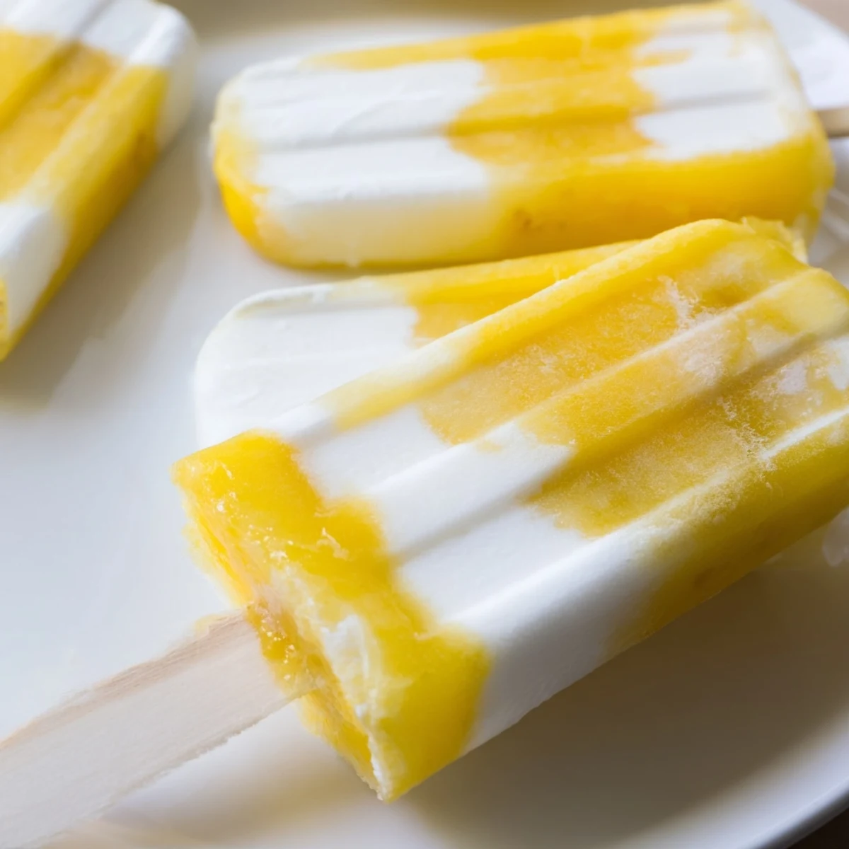 Vibrant Pineapple Coconut Lime Popsicles with marbled swirls ready for summer