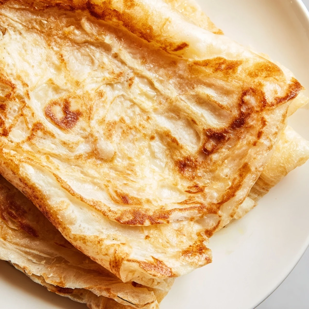 Golden flaky Roti Canai served warm with a side of aromatic curry.  