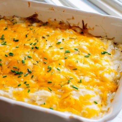 Cheesy Onion Mashed Potato Casserole